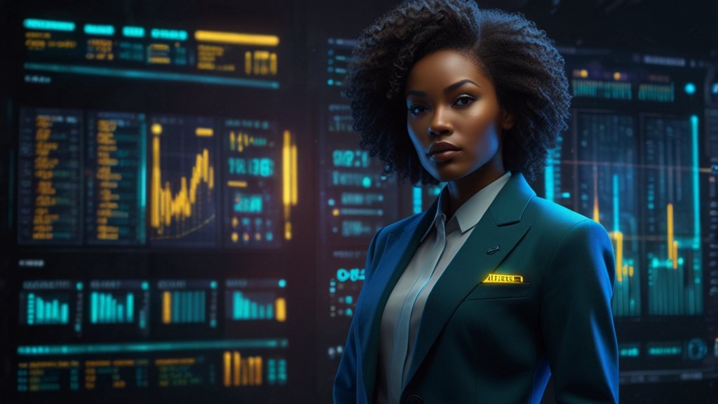 Professional woman with data visualization background